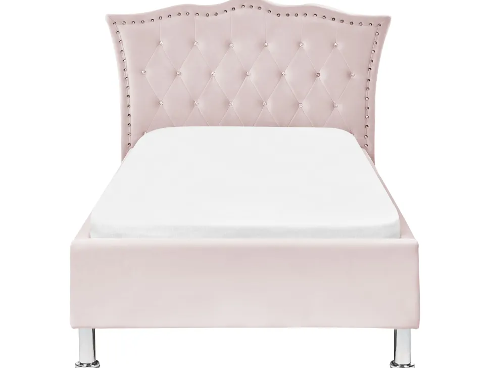 Bett Samtstoff Pastellrosa Lattenrost 90 X 200 Cm Metz