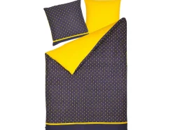 Bettwasche Set Dunkelblau / Gelb Baumwollsatin 135 X 200 Cm Wallingford
