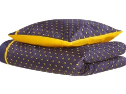 Bettwasche Set Dunkelblau / Gelb Baumwollsatin 135 X 200 Cm Wallingford