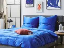 Bettwasche Set Dunkelblau Baumwollsatin 220 X 240 Cm Harmonridge