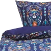 Bettwasche Set Dunkelblau / Orange Baumwollsatin 135 X 200 Cm Madrona
