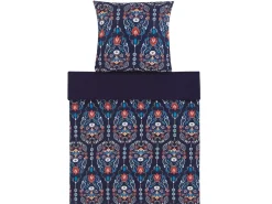 Bettwasche Set Dunkelblau / Orange Baumwollsatin 135 X 200 Cm Madrona