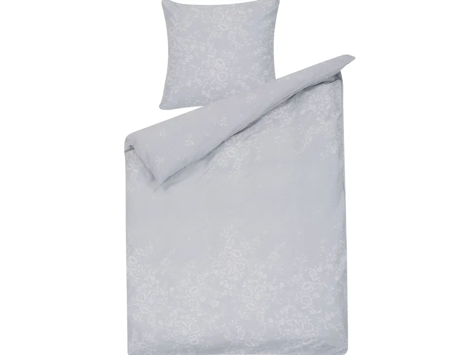 Bettwasche Set Grau / Weis Baumwollsatin 135 X 200 Cm Morningside