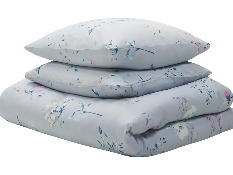 Bettwasche Set Hellblau Baumwollsatin 135 X 200 Cm Evergreen