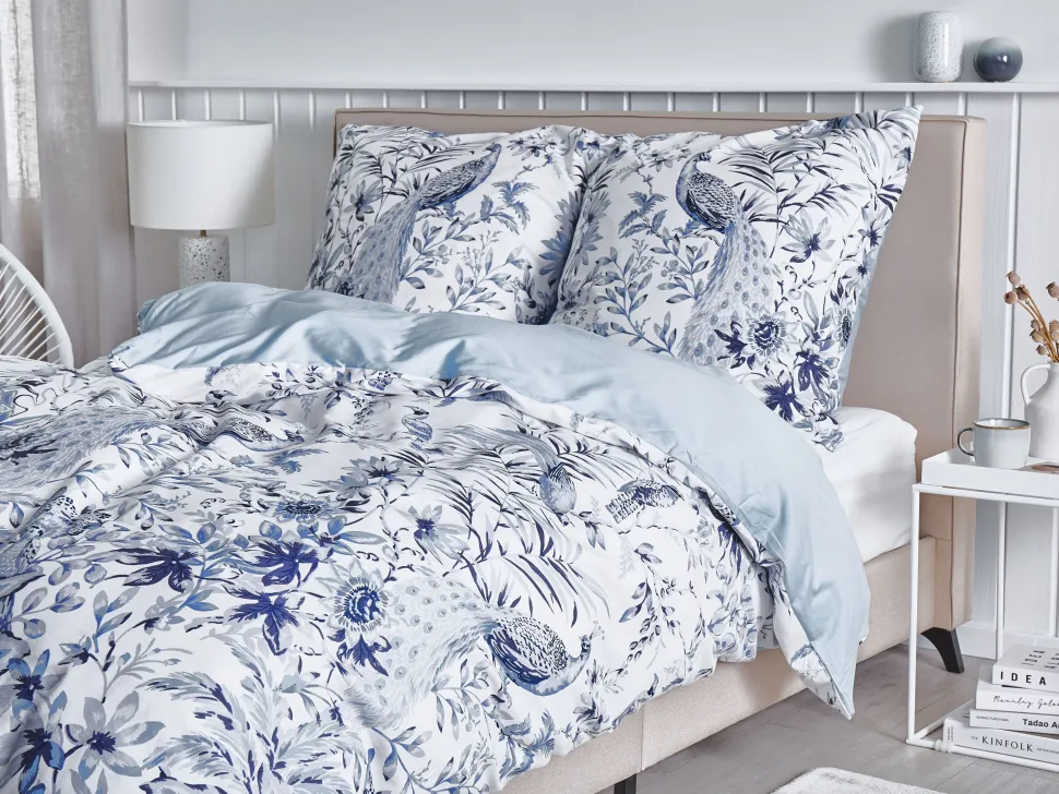 Bettwasche Set Weis / Blau Baumwollsatin 135 X 200 Cm Ballard