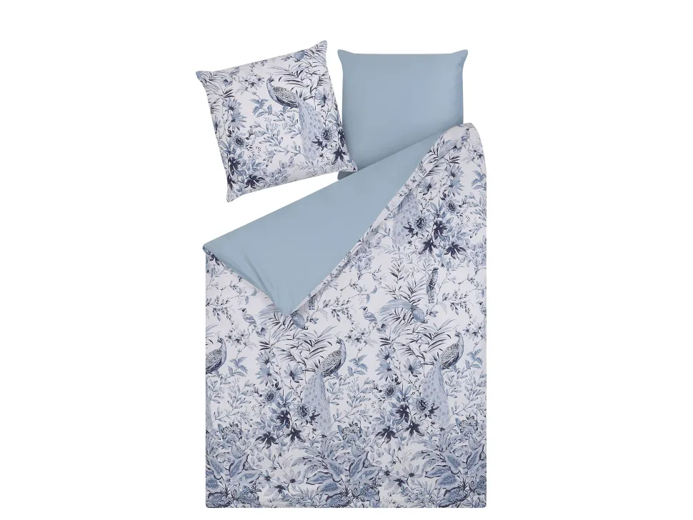 Bettwasche Set Weis / Blau Baumwollsatin 135 X 200 Cm Ballard