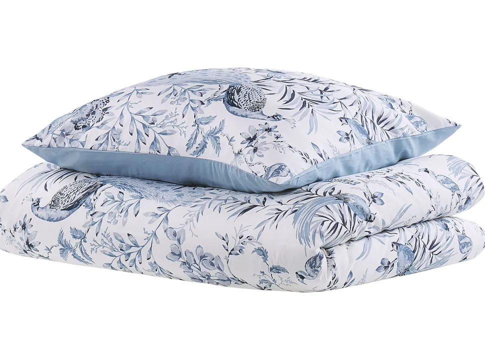 Bettwasche Set Weis / Blau Baumwollsatin 135 X 200 Cm Ballard