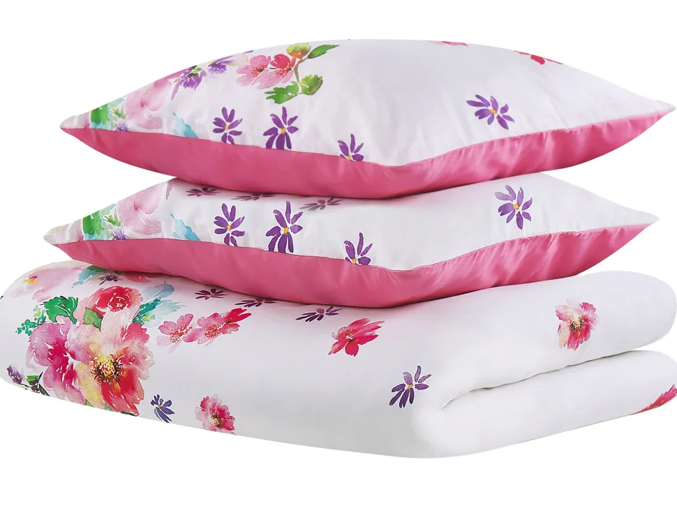 Bettwasche Set Weis / Rosa Baumwollsatin 155 X 220 Cm Larynhill