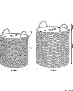 Blumenkorb 2Er Set Rattan Sandbeige Rund Bitola