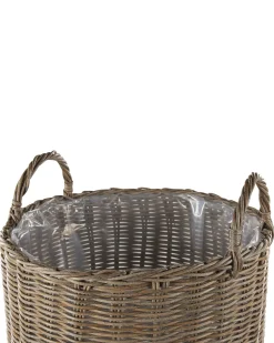 Blumenkorb 2Er Set Rattan Sandbeige Rund Bitola