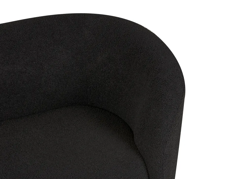 Boucle Living Room Set Black Loen