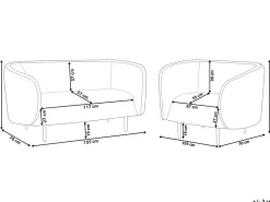 Boucle Living Room Set Black Loen