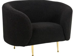 Boucle Living Room Set Black Loen