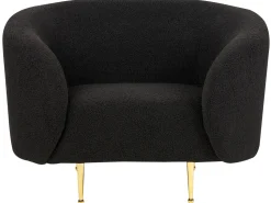 Boucle Living Room Set Black Loen