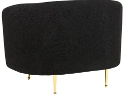Boucle Living Room Set Black Loen