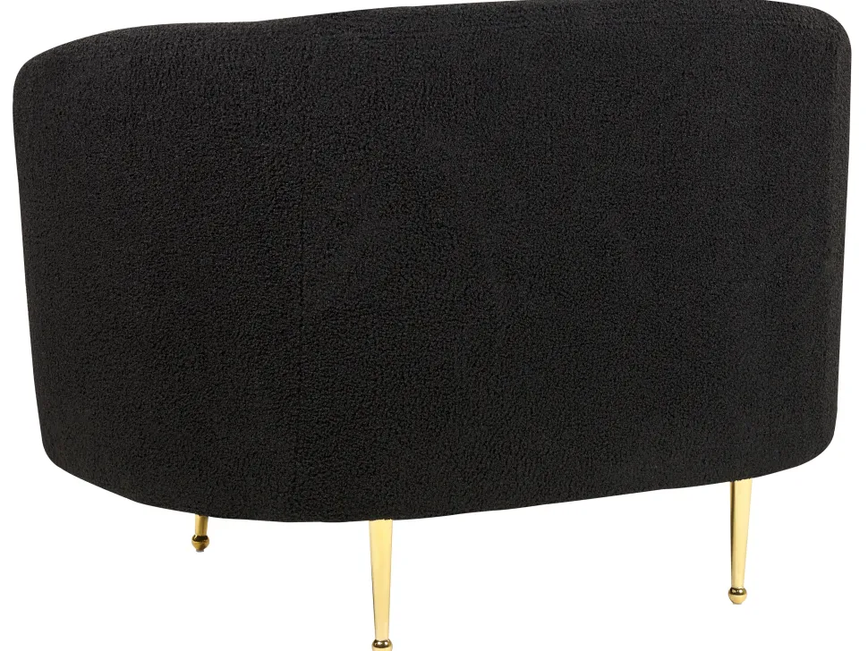 Boucle Living Room Set Black Loen