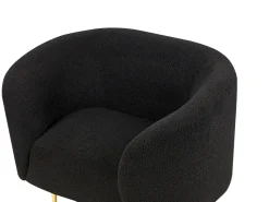Boucle Living Room Set Black Loen