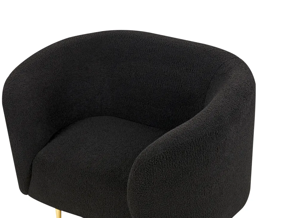 Boucle Living Room Set Black Loen