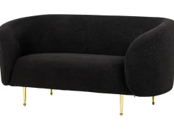 Boucle Living Room Set Black Loen