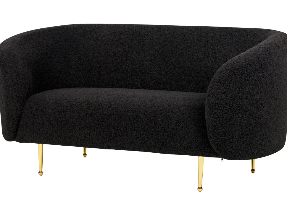 Boucle Living Room Set Black Loen