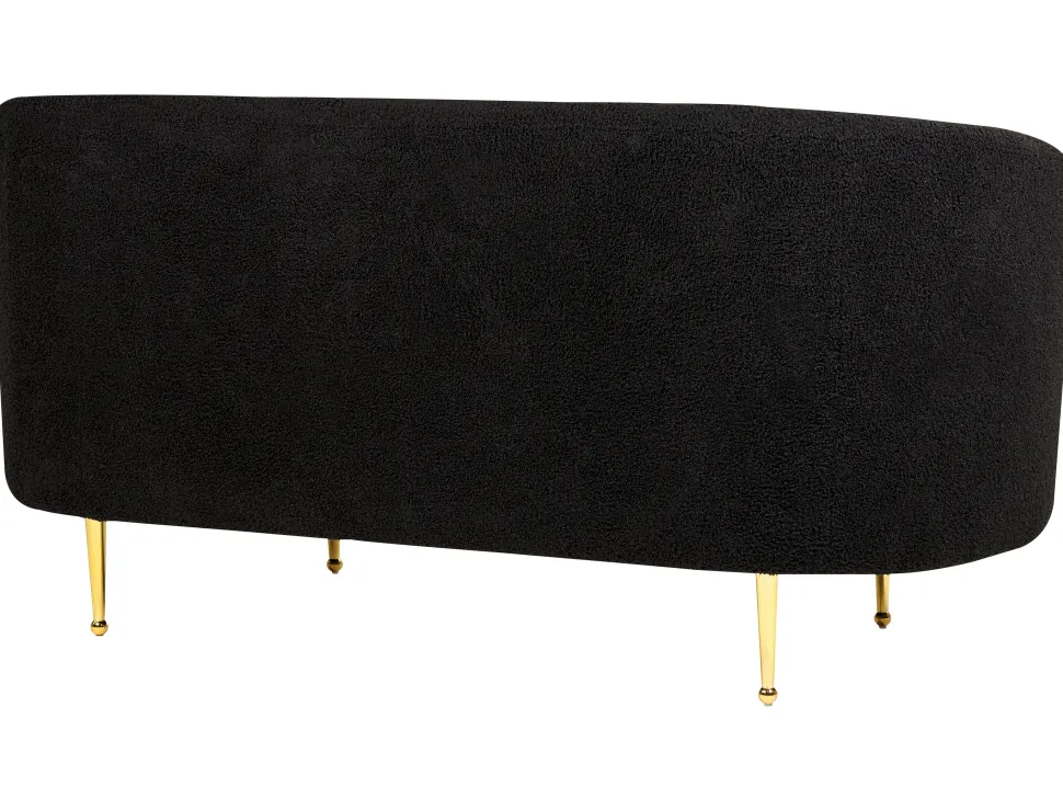 Boucle Living Room Set Black Loen