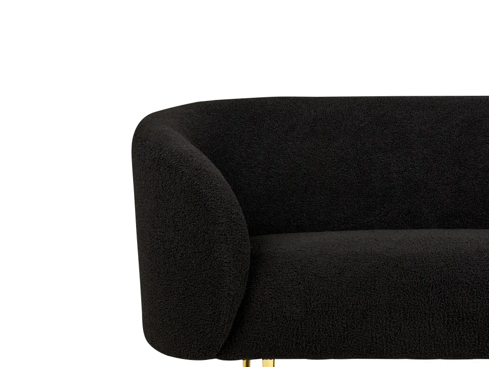 Boucle Living Room Set Black Loen