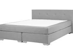 Boxspringbett Polsterbezug Leinenoptik Hellgrau 180 X 200 Cm Consul
