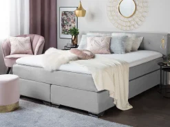 Boxspringbett Polsterbezug Leinenoptik Hellgrau 180 X 200 Cm Consul