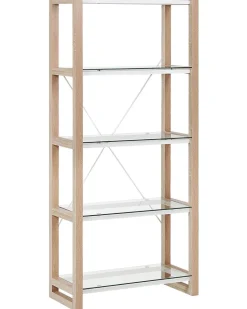 Bucherregal Heller Holzfarbton Glas 4 Facher Jenks