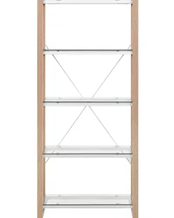 Bucherregal Heller Holzfarbton Glas 4 Facher Jenks
