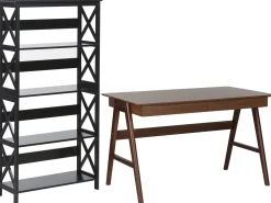 Buromobel-Set Dunkler Holzfabton / Schwarz Foster/Sheslay