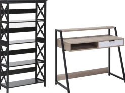 Buromobel-Set Heller Holzfabton / Schwarz Foster/Calvin