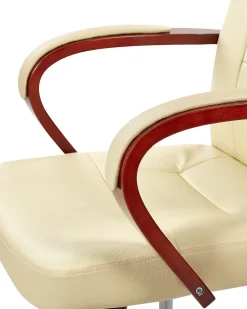 Burostuhl Beige Leder Massagefunktion Heizfunktion Diamond