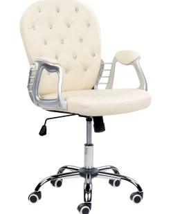 Burostuhl Kunstleder Beige Mit Kristallsteinen Hohenverstellbar Princess