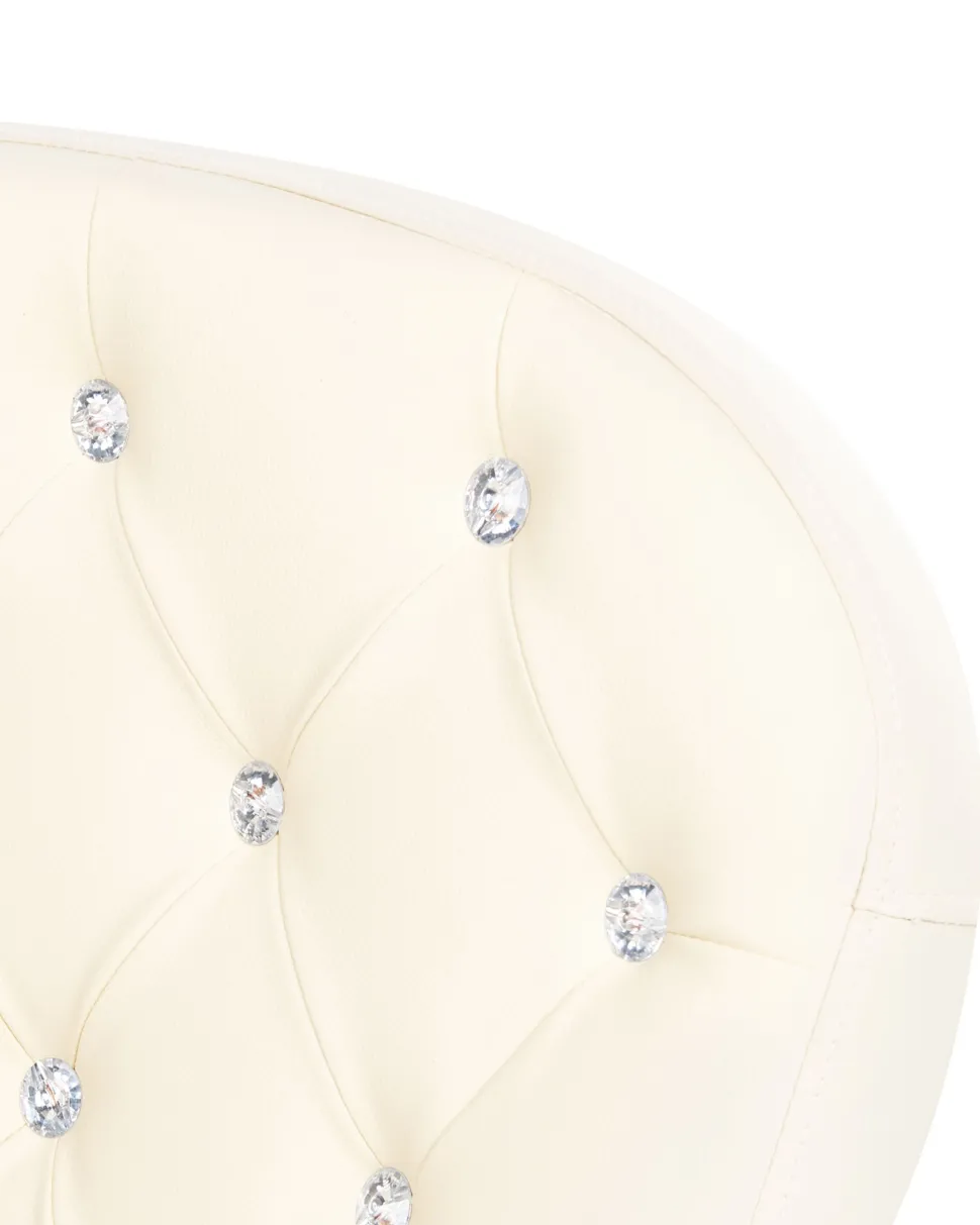 Burostuhl Kunstleder Beige Mit Kristallsteinen Hohenverstellbar Princess