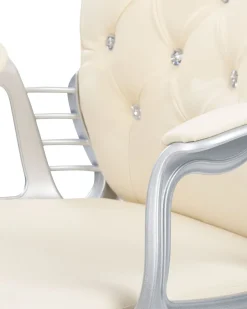 Burostuhl Kunstleder Beige Mit Kristallsteinen Hohenverstellbar Princess