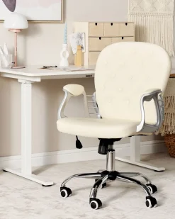 Burostuhl Kunstleder Beige Hohenverstellbar Princess