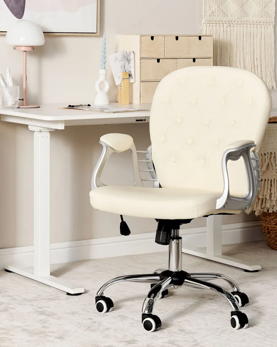 Burostuhl Kunstleder Beige Hohenverstellbar Princess
