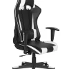 Burostuhl Kunstleder Schwarz / Weis Hohenverstellbar Mit Fusstutze Gamer