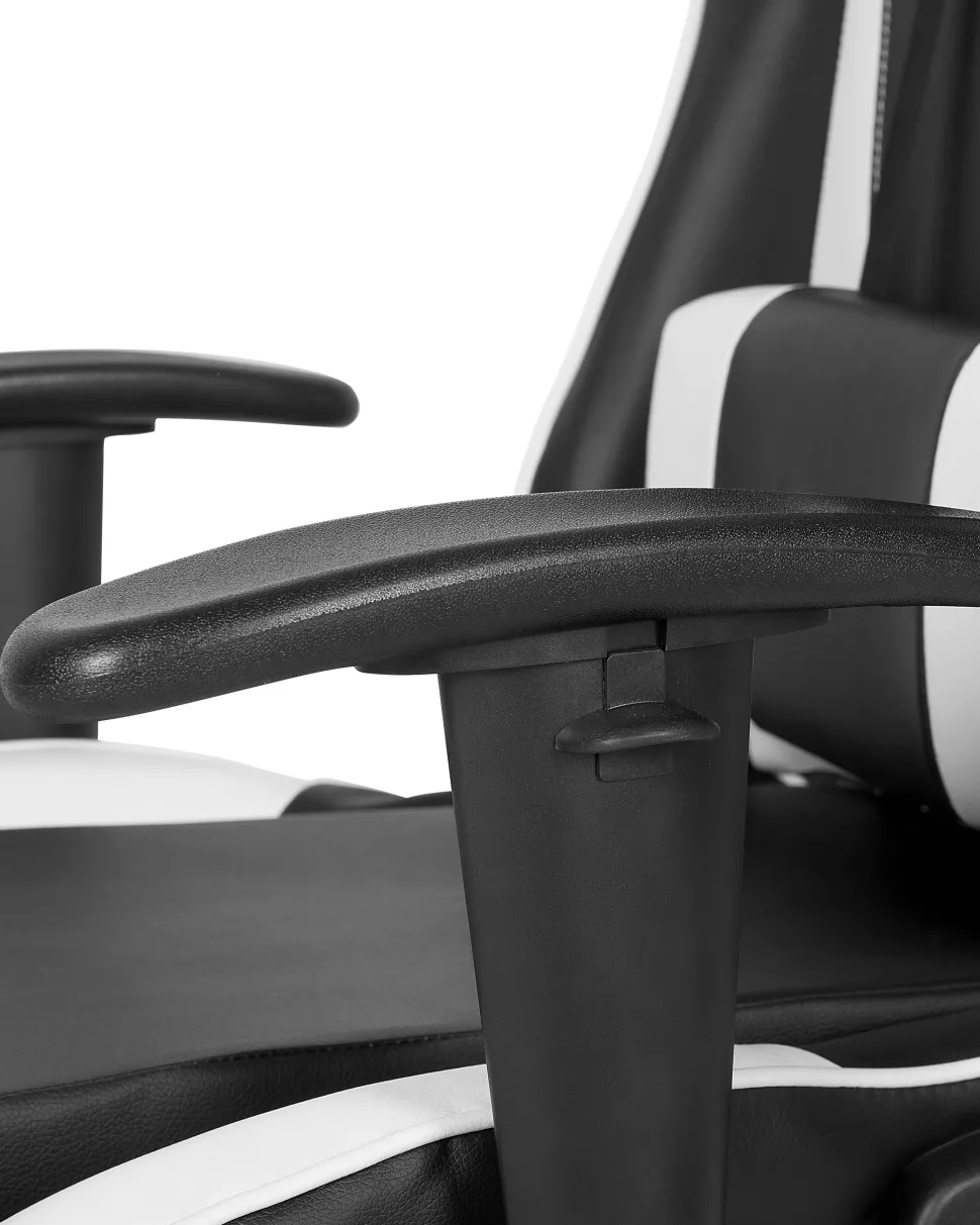 Burostuhl Kunstleder Schwarz / Weis Hohenverstellbar Mit Fusstutze Gamer
