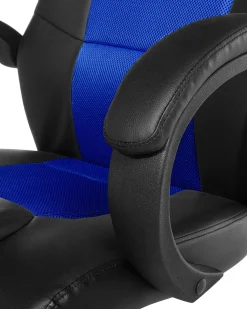 Burostuhl Kunstleder Schwarz / Marineblau Hohenverstellbar Fighter