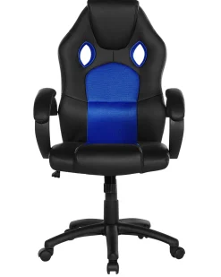 Burostuhl Kunstleder Schwarz / Marineblau Hohenverstellbar Fighter