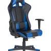 Burostuhl Kunstleder Schwarz / Dunkelblau Hohenverstellbar Mit Fusstutze Gamer