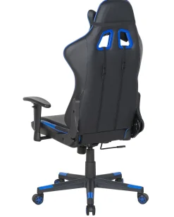 Burostuhl Kunstleder Schwarz / Dunkelblau Hohenverstellbar Mit Fusstutze Gamer