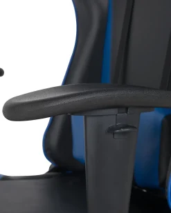Burostuhl Kunstleder Schwarz / Dunkelblau Hohenverstellbar Mit Fusstutze Gamer
