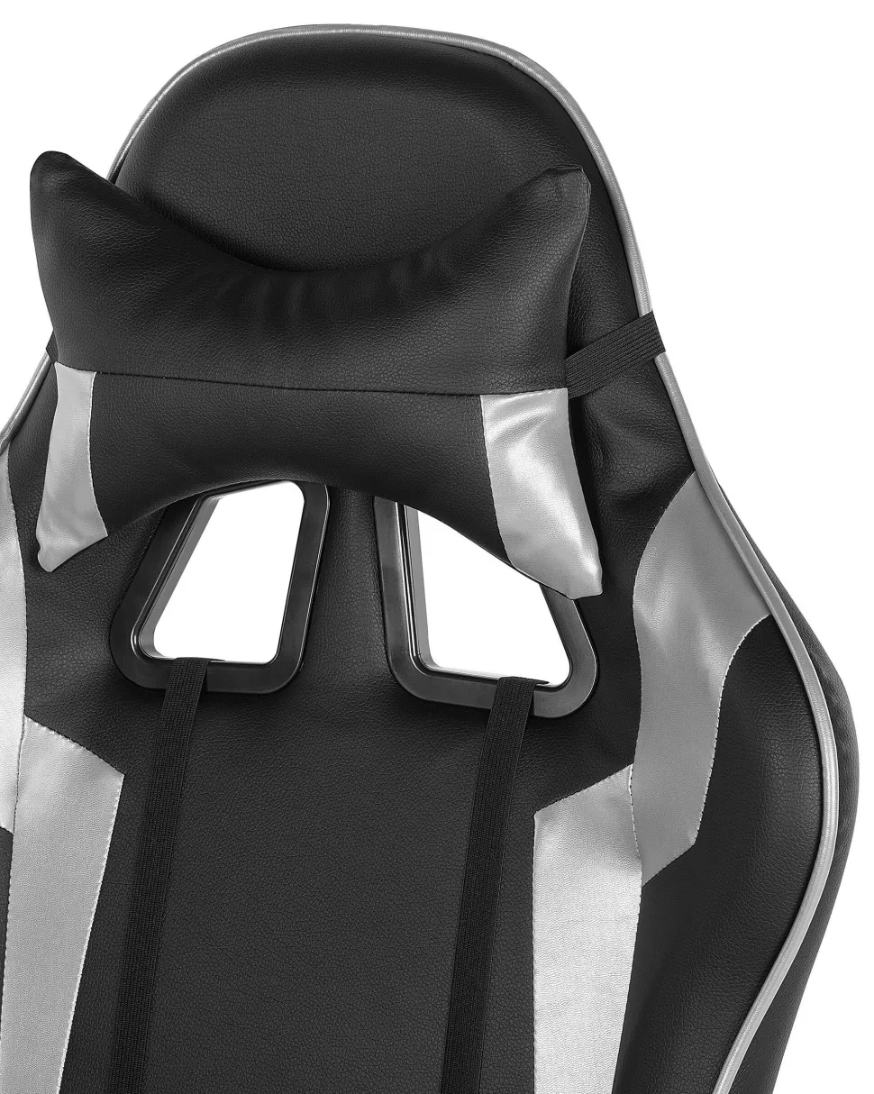 Burostuhl Kunstleder Schwarz / Silber Hohenverstellbar Knight