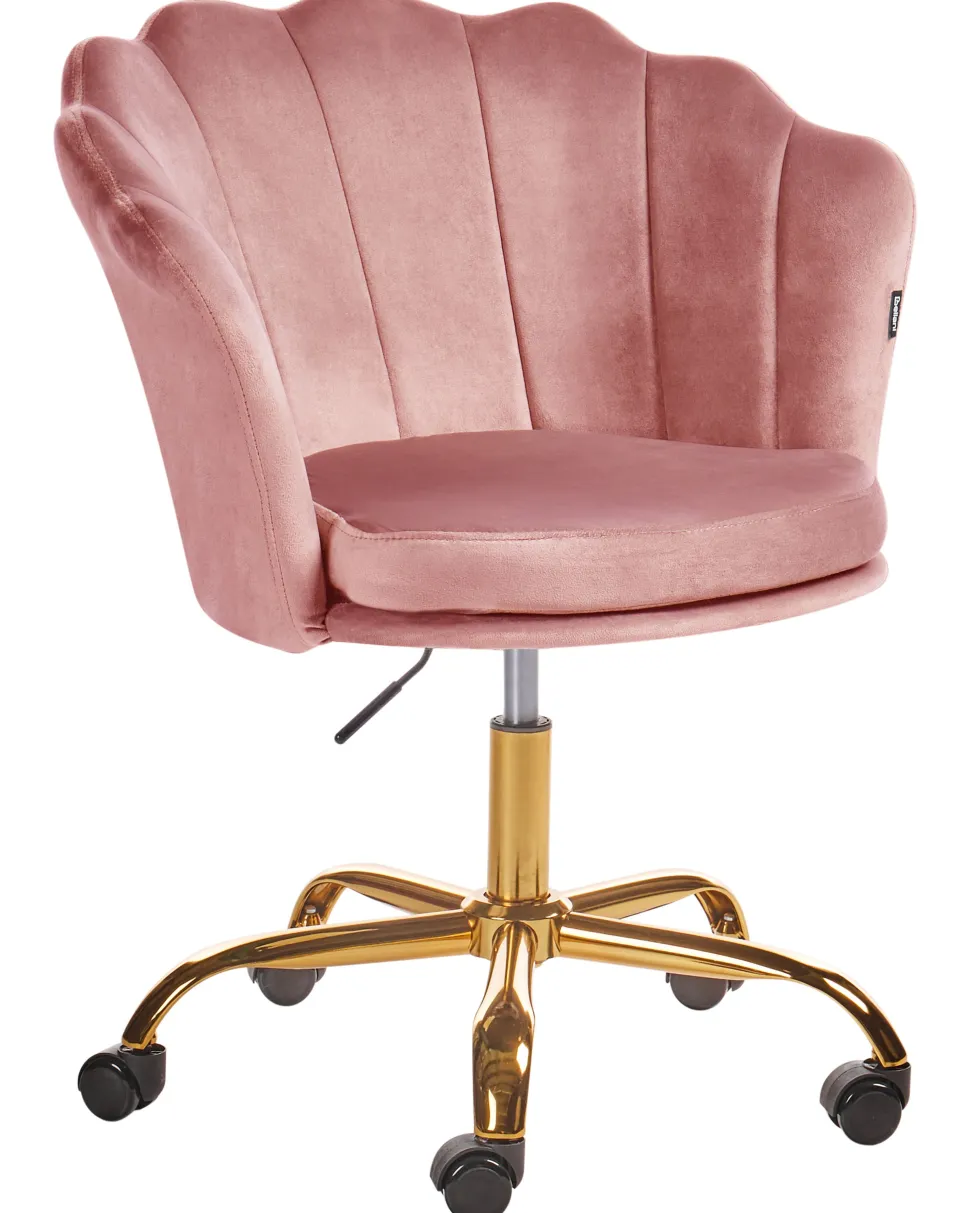 Burostuhl Samtstoff Rosa / Gold Hohenverstellbar Monticello Ii