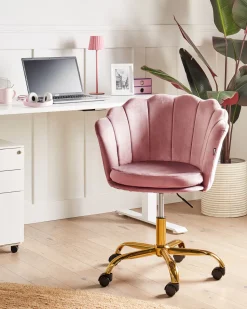 Burostuhl Samtstoff Rosa / Gold Hohenverstellbar Monticello Ii