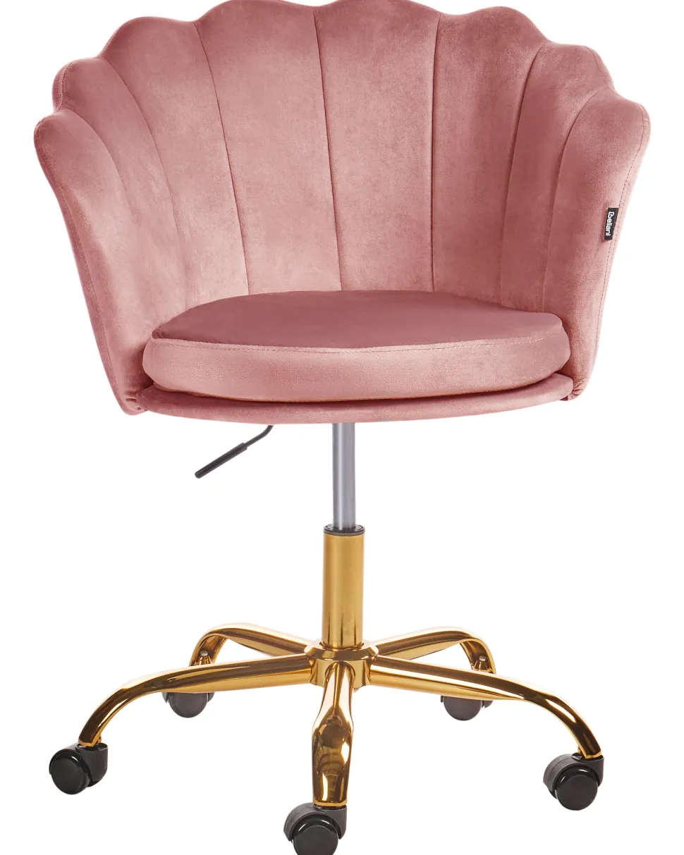 Burostuhl Samtstoff Rosa / Gold Hohenverstellbar Monticello Ii