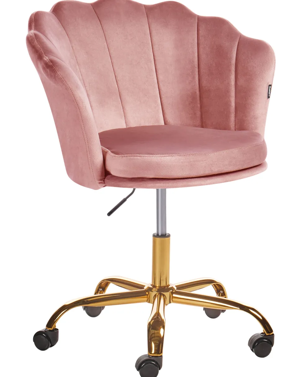 Burostuhl Samtstoff Rosa / Gold Hohenverstellbar Monticello Ii